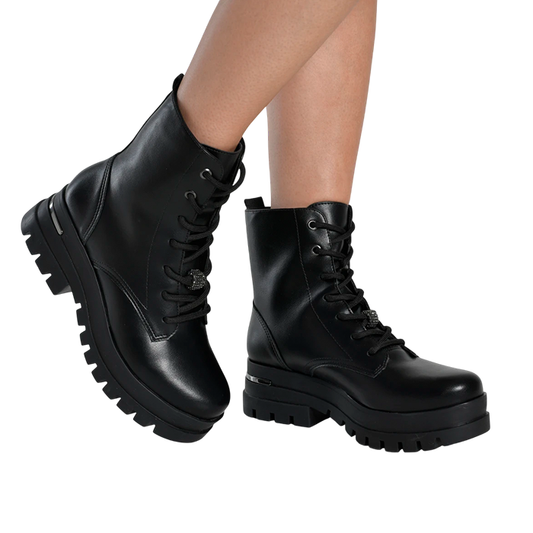 Bota Femenina Via Marte Coturno Negra