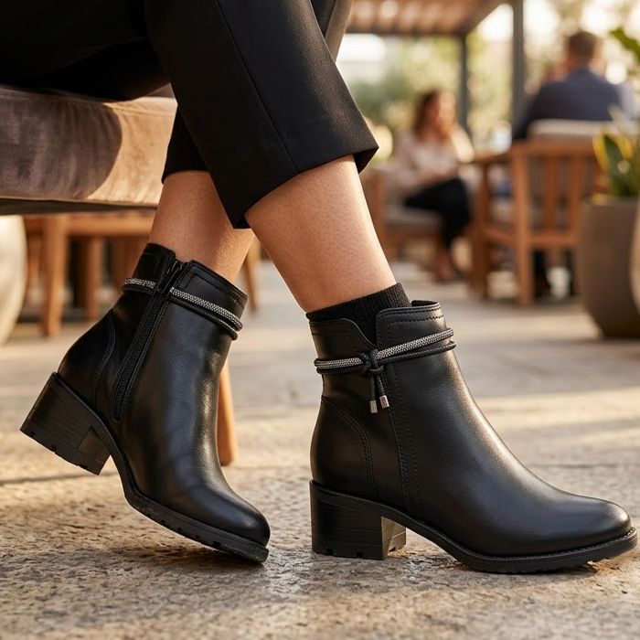 Bota Femenina Via Marte Coturno Negra