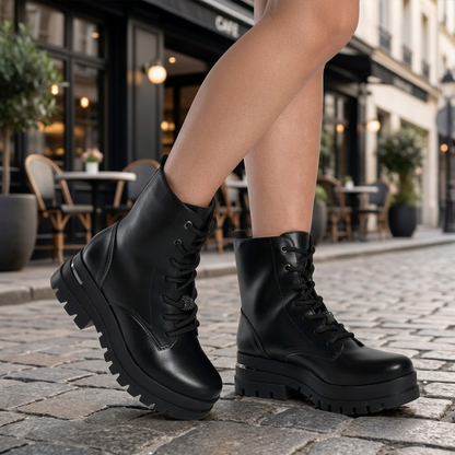 Bota Femenina Via Marte Coturno Negra
