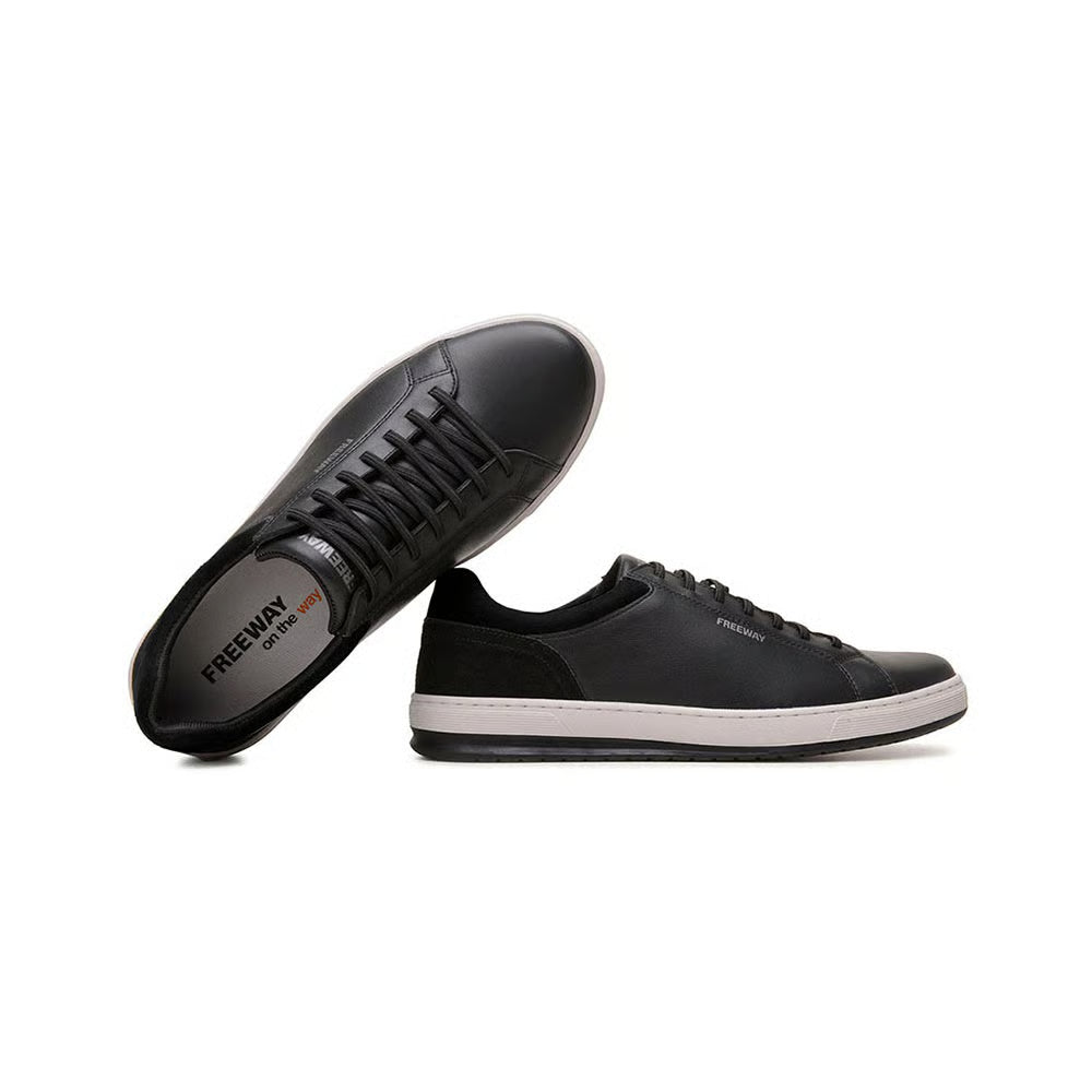 Zapatenis Urbano Masculino Freeway - Cuero Negro - 100% Premium